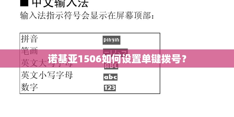 诺基亚1506如何设置单键拨号？