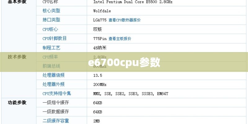 e6700cpu参数
