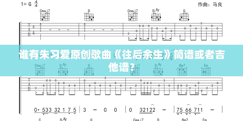 谁有朱习爱原创歌曲《往后余生》简谱或者吉他谱？