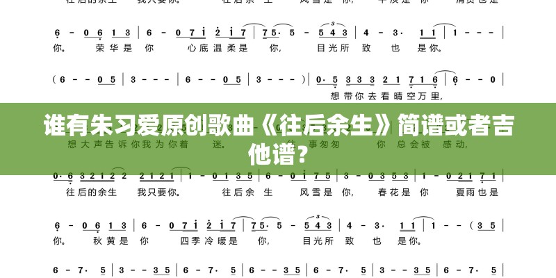 谁有朱习爱原创歌曲《往后余生》简谱或者吉他谱？