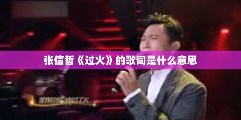 张信哲《过火》的歌词是什么意思