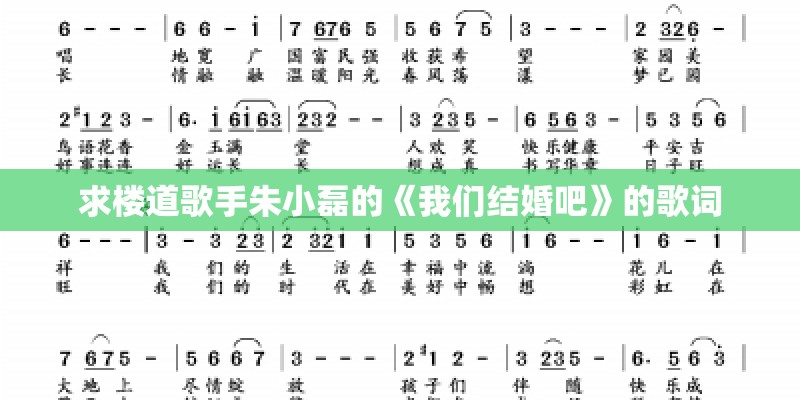 求楼道歌手朱小磊的《我们结婚吧》的歌词