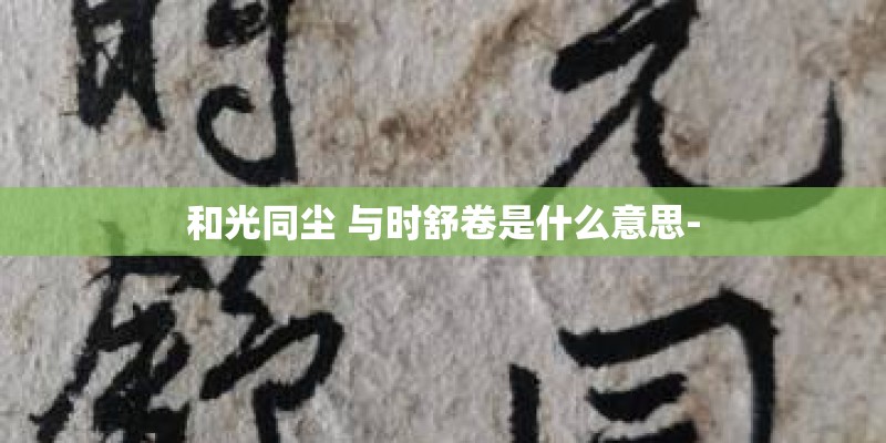 和光同尘 与时舒卷是什么意思-