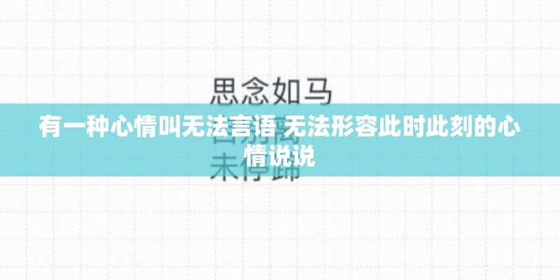 有一种心情叫无法言语 无法形容此时此刻的心情说说