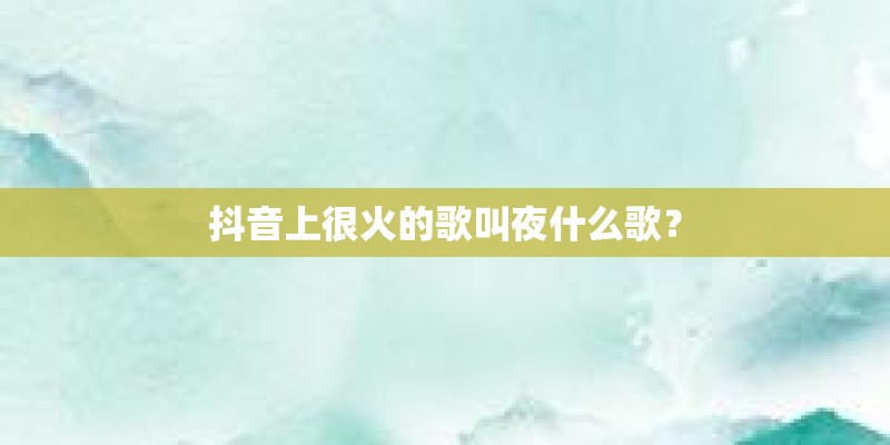 抖音上很火的歌叫夜什么歌? 抖音上很火的歌叫夜什么歌?