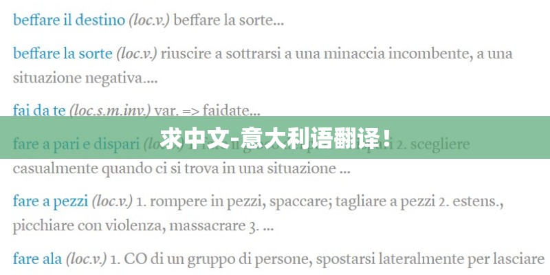 求中文-意大利语翻译！