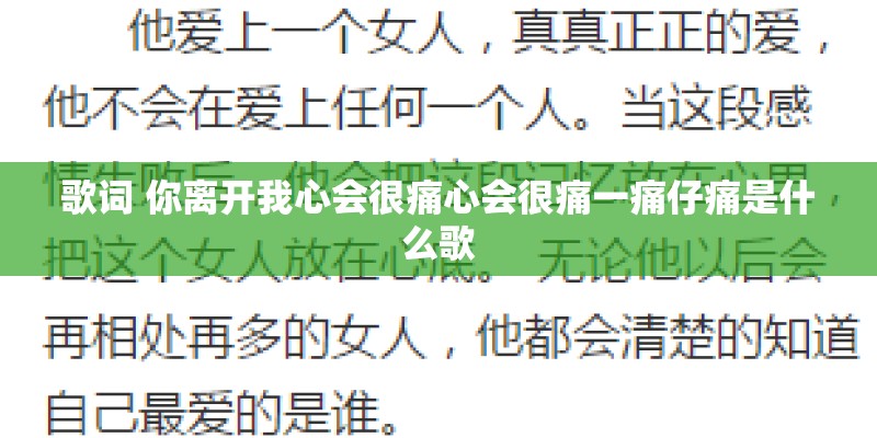 歌词 你离开我心会很痛心会很痛一痛仔痛是什么歌