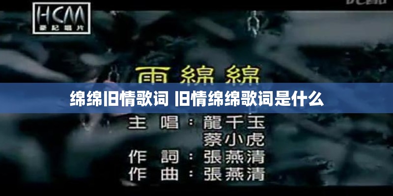 绵绵旧情歌词 旧情绵绵歌词是什么