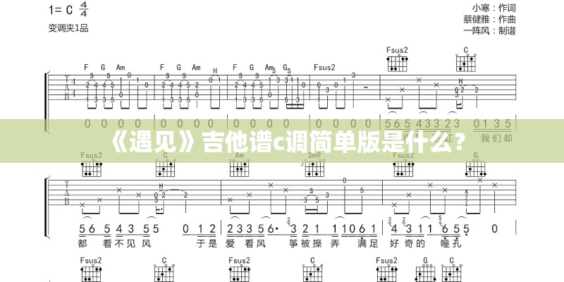 《遇见》吉他谱c调简单版是什么？