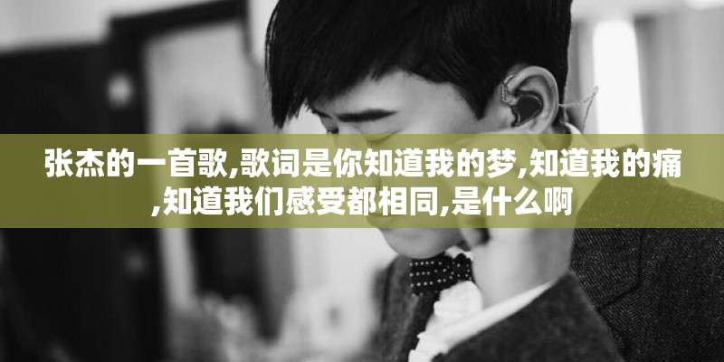 张杰的一首歌,歌词是你知道我的梦,知道我的痛,知道我们感受都相同,是什么啊