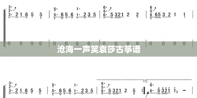沧海一声笑袁莎古筝谱