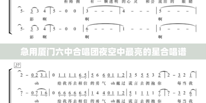急用厦门六中合唱团夜空中最亮的星合唱谱