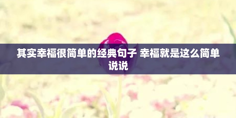 其实幸福很简单的经典句子 幸福就是这么简单说说