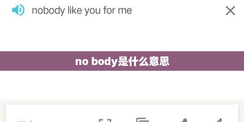 no body是什么意思