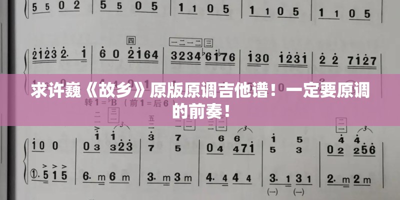 求许巍《故乡》原版原调吉他谱！一定要原调的前奏！