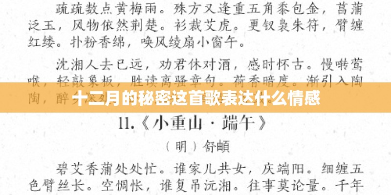 十二月的秘密这首歌表达什么情感