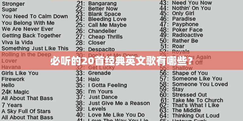 必听的20首经典英文歌有哪些？