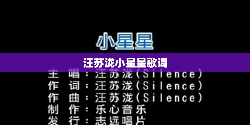 汪苏泷小星星歌词