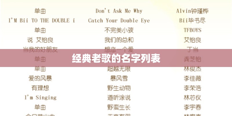 经典老歌的名字列表