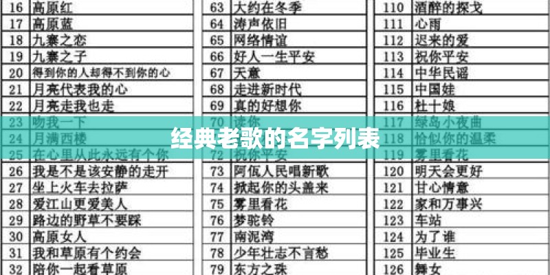 经典老歌的名字列表