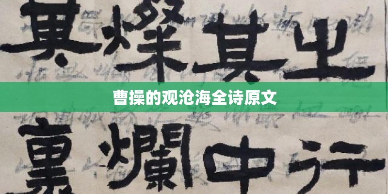 曹操的观沧海全诗原文