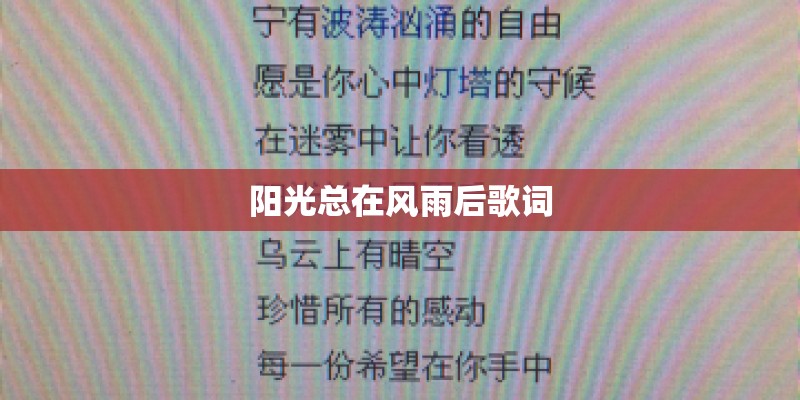 阳光总在风雨后歌词