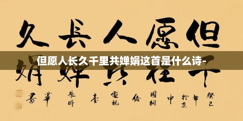 但愿人长久千里共婵娟这首是什么诗-