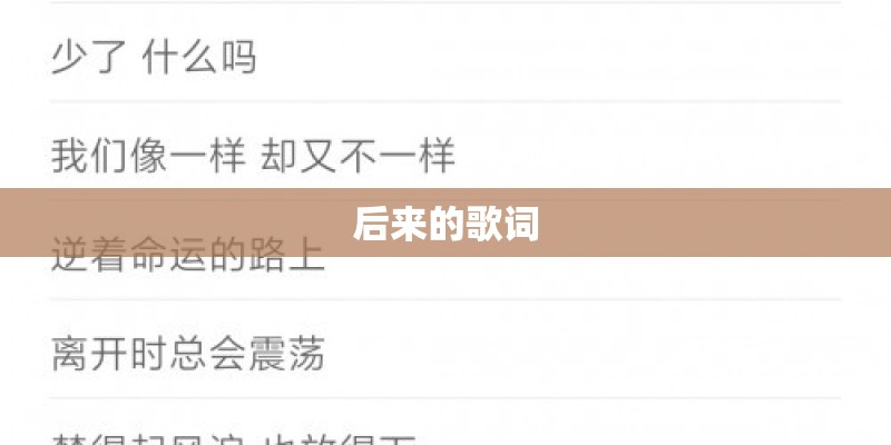 后来的歌词