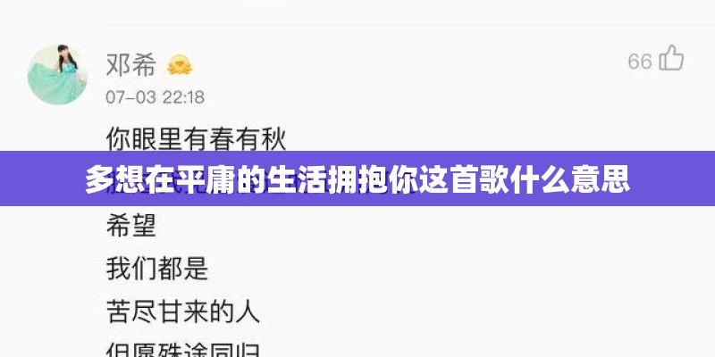 多想在平庸的生活拥抱你这首歌什么意思