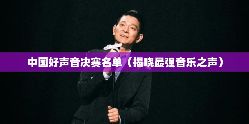 中国好声音决赛名单（揭晓最强音乐之声）