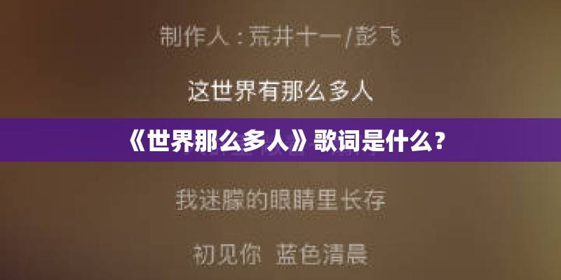 《世界那么多人》歌词是什么？