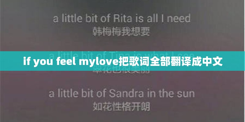 if you feel mylove把歌词全部翻译成中文