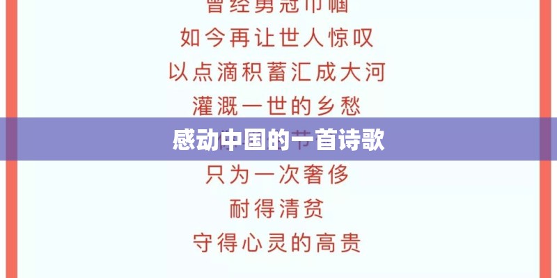 感动中国的一首诗歌