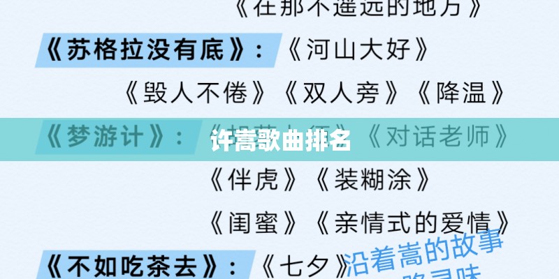 许嵩歌曲排名
