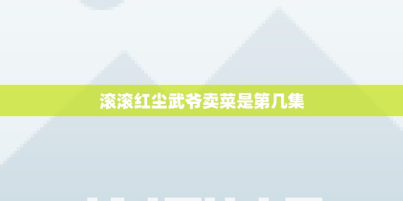滚滚红尘武爷卖菜是第几集