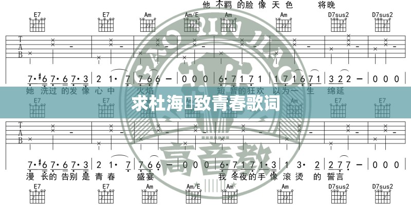 求杜海赟致青春歌词
