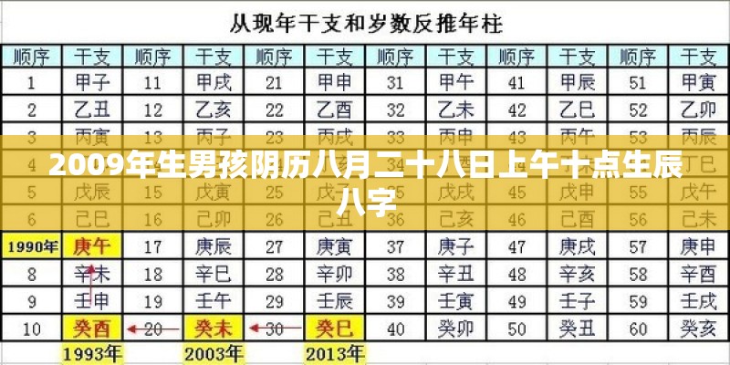 2009年生男孩阴历八月二十八日上午十点生辰八字