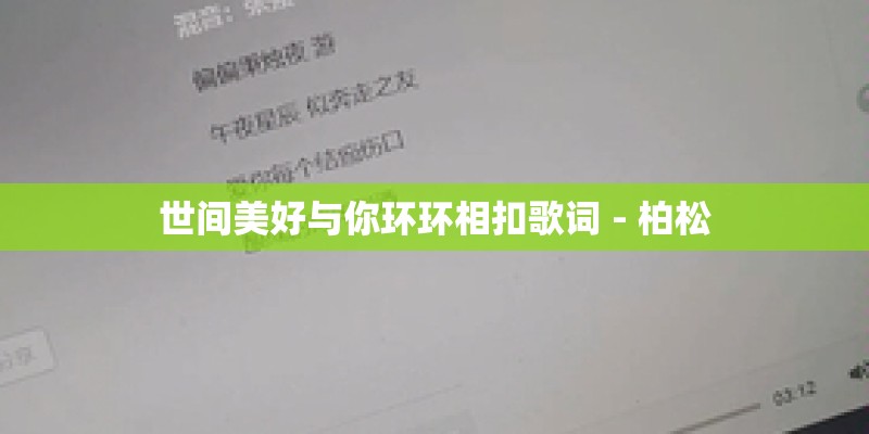 世间美好与你环环相扣歌词 - 柏松