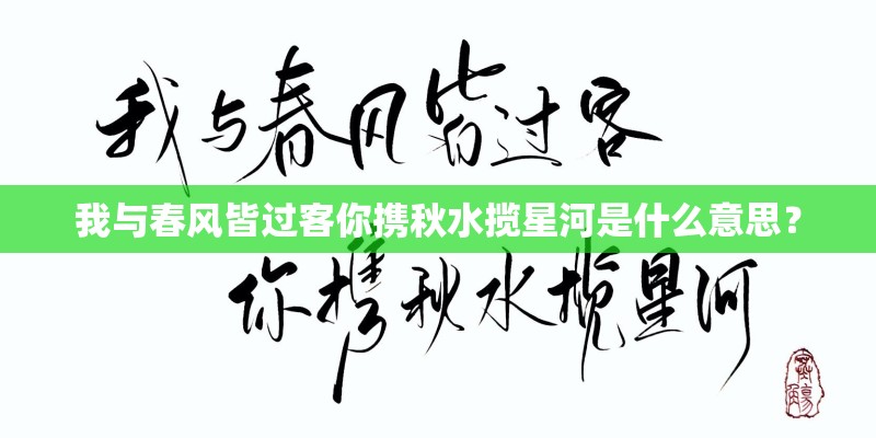 我与春风皆过客你携秋水揽星河是什么意思? 我与春风皆过客你携秋水揽星河是什么意思?