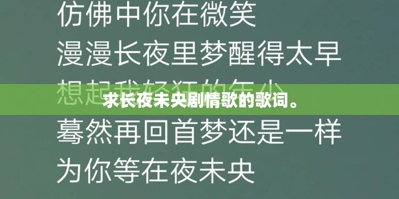 求长夜未央剧情歌的歌词。