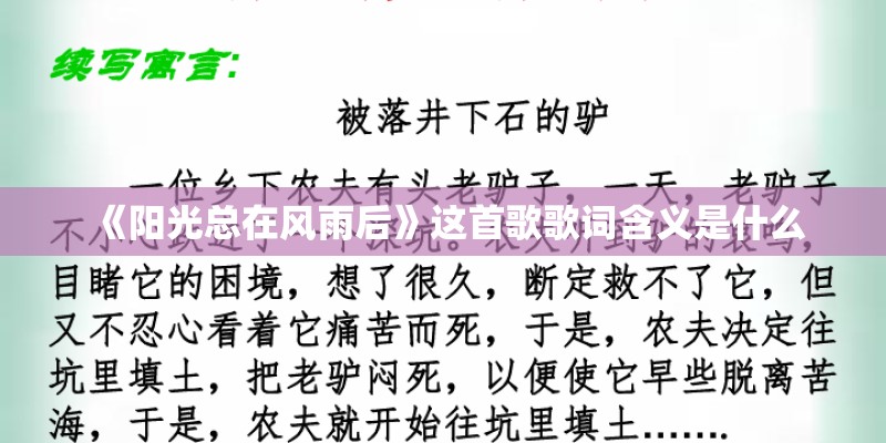 《阳光总在风雨后》这首歌歌词含义是什么