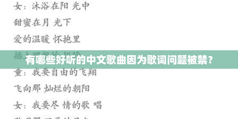 有哪些好听的中文歌曲因为歌词问题被禁？