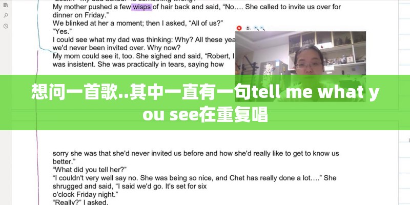 想问一首歌..其中一直有一句tell me what you see在重复唱