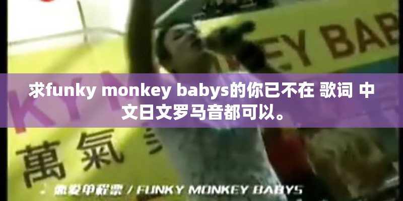 求funky monkey babys的你已不在 歌词 中文日文罗马音都可以。