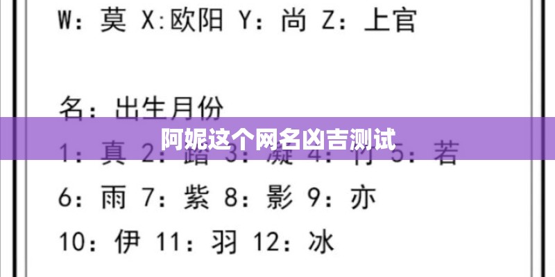 阿妮这个网名凶吉测试