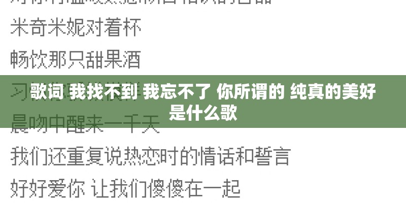 歌词 我找不到 我忘不了 你所谓的 纯真的美好是什么歌