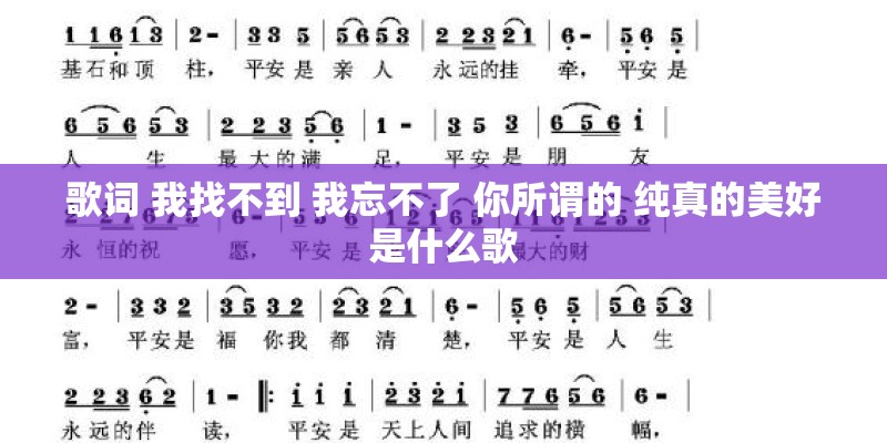 歌词 我找不到 我忘不了 你所谓的 纯真的美好是什么歌