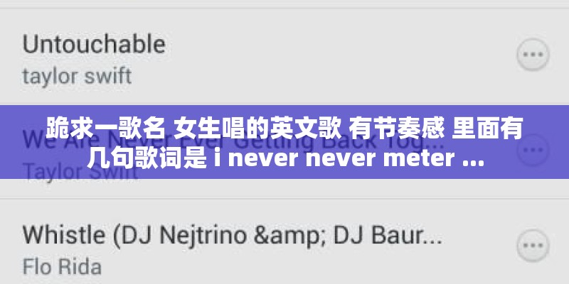 跪求一歌名 女生唱的英文歌 有节奏感 里面有几句歌词是 i never never meter ...