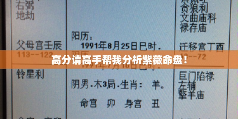 高分请高手帮我分析紫薇命盘！