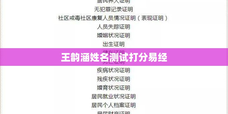 王韵涵姓名测试打分易经
